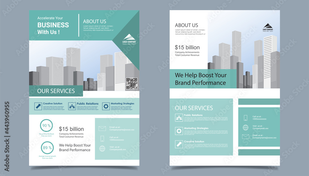 Flyer brochure  business layout template in A4  size. Modern  template cover design, annual report, poster  with geometric and wavy  lines for business promotion white background, vector illustration
 - obrazy, fototapety, plakaty 