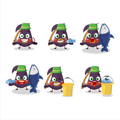 Sticker - A fisherman witch hat cartoon picture catch a big fish