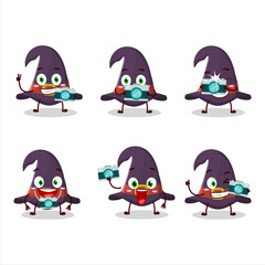 Sticker - Photographer profession emoticon with witch hat cartoon character