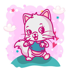 Wall Mural - cute baby cat cartoon for kids