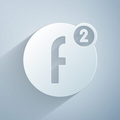 Poster - Paper cut Create account screen icon isolated on grey background. Paper art style. Vector