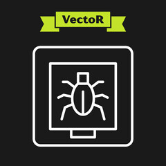 Aufkleber - white line insects in a frame icon isolated on black background. herbarium. vector