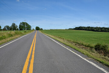 Countryside landscape with farm in Quebec, Canada