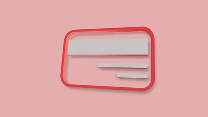 Fototapete - 3d Credit card icon isolated on red background. Online payment. Cash withdrawal.