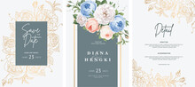 Elegant Wedding Invitation Card With Gold Floral Frame