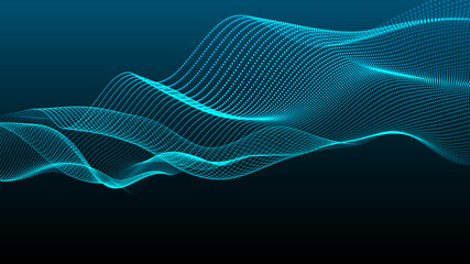 Leinwandbilder - Abstract digital background. Futuristic wave of dots and weave lines. Digital technology. 3d rendering.