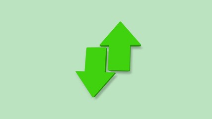 Poster - Exchange arrow transfer 3d icon on green background. 4k