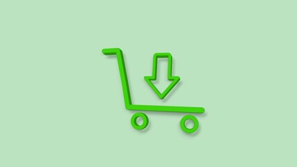 Fototapete - Shopping cart 3d icon isolated on green background. Online buying concept. Delivery service sign. Supermarket basket symbol.