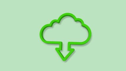 Aufkleber - Cloud download 3d icon isolated on green background.