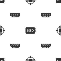 Sticker - Set Processor with CPU, SSD card and RAM, random access memory on seamless pattern. Vector