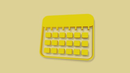 Aufkleber - Calendar 3d icon isolated on yellow background. Event reminder symbol. 4K