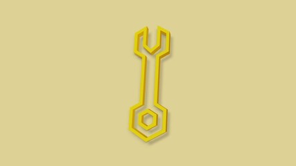 Aufkleber - 3d Wrench icon isolated on yellow background. Spanner repair tool. Service tool symbol. 4K