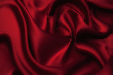 Wall Mural - Valentines Day Background, Valentine Heart Red Silk Fabric, Wedding Love