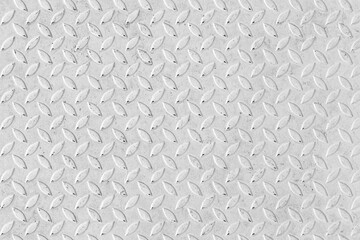 Wall Mural - White steel sheet with embossed diamond pattern, used for floors and industrial building. White vintage steel plate useful as background