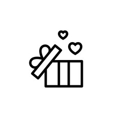 Aufkleber - Opened Gift Icon Illustration Design, Opened Present Gift Box Symbol with Heart Shape Template Vector