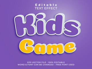 Editable text font effect. Kids game text effect style.