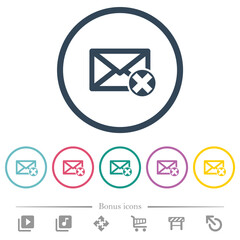 Poster - Delete mail flat color icons in round outlines