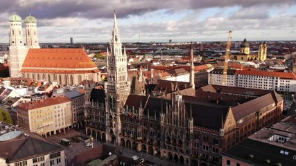 Wall Mural - The Marienplatz square. Munich in a bird's-eye view. 