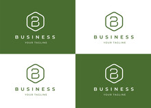 Minimalist Letter B Logo Design Template With Geometric Shape, Vector Illustration