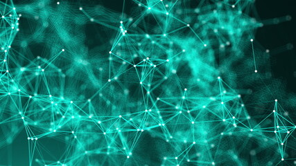 Poster - Abstract connection dots. Technology background. Network concept. 3d rendering