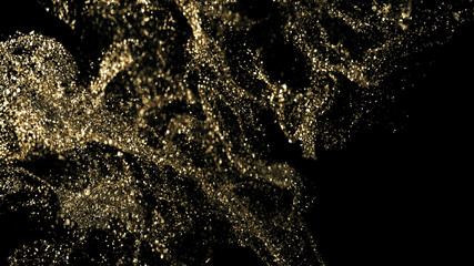 Wall Mural - Golden Glitter Particles background, Magical Particles