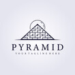 egypt pyramid ancient landmark line art logo vector illustration design