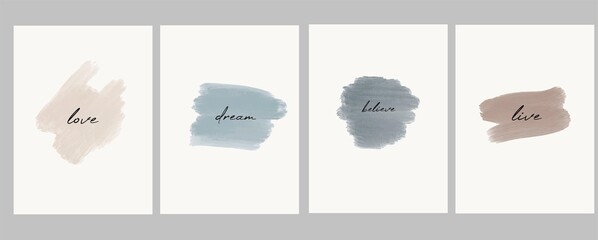Wall Mural - Set of vector abstract universal background in minimal style with acrylic stokes and copy space for text