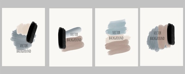 Wall Mural - Set of vector abstract universal background in minimal style with acrylic stokes and copy space for text
