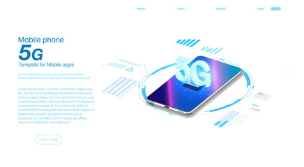 Poster - 5G new wireless internet wifi connection. Smart city or intelligent building isometric vector concept. Building automation with computer networking illustration