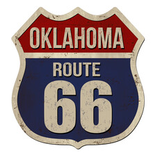 Oklahoma, Route 66 Vintage Rusty Metal Sign