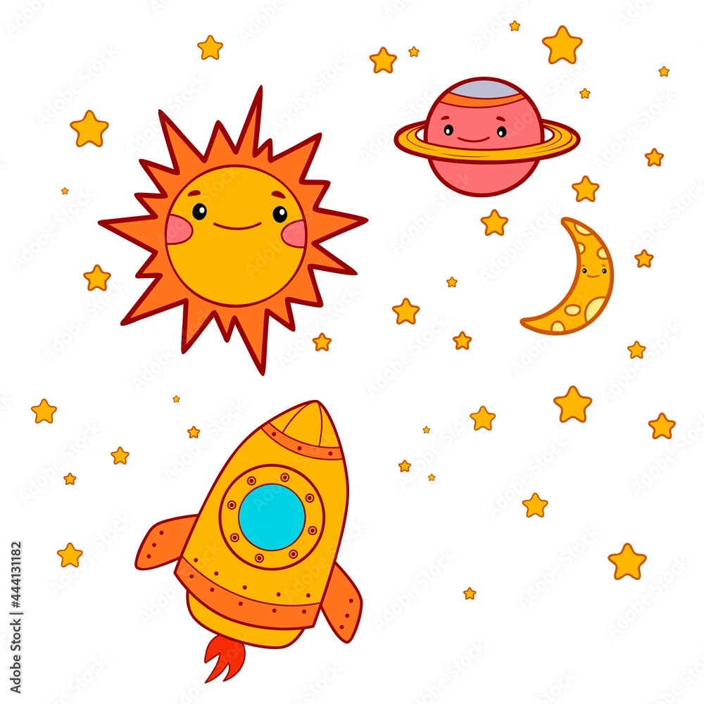 Cute rocket cartoon. Space ship clipart vector illustration Stock ...