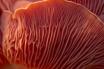 Large close up of a pink oyster mushroom 