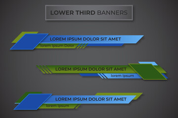 Poster - Three geometric lower third banners set design. Modern geometric lower third banner template design. Colorful lower thirds set template vector