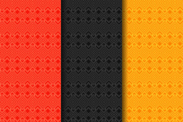 Poster - Set of Geometric seamless patterns. Abstract geometric squares graphic design print 3d pattern. Seamless geometric square pattern. three colors as selected red, black and yellow