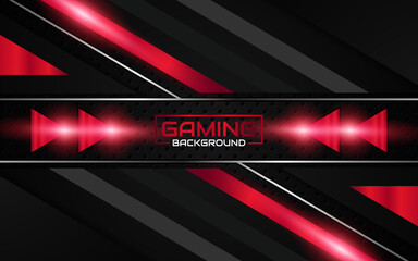 Wall Mural - Abstract futuristic geometric black and red gaming background with modern esport shapes. Vector design template technology concept can use element game banner, sport poster, cyber wallpaper, web
