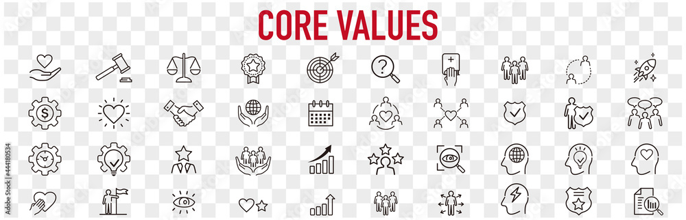 Set of core values icons vector
 - obrazy, fototapety, plakaty 
