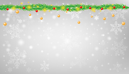 Wall Mural - Snowflake with Christmas garland background vector illustration