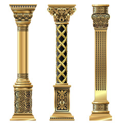 Wall Mural - Set of golden decorative columns in oriental style