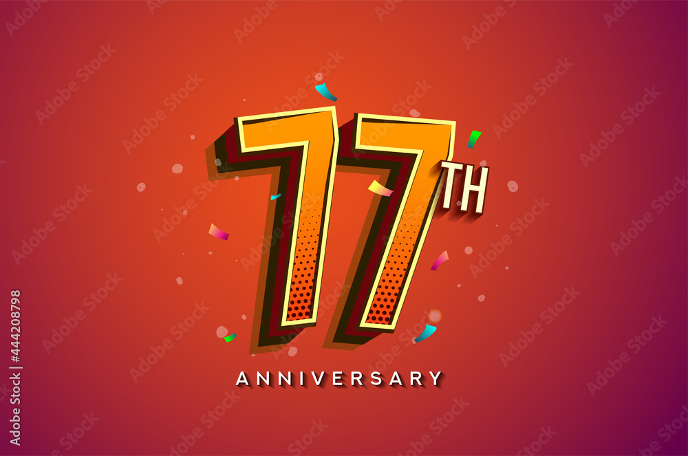 77th Anniversary Logo Design With Colorful Confetti, Birthday Greeting ...