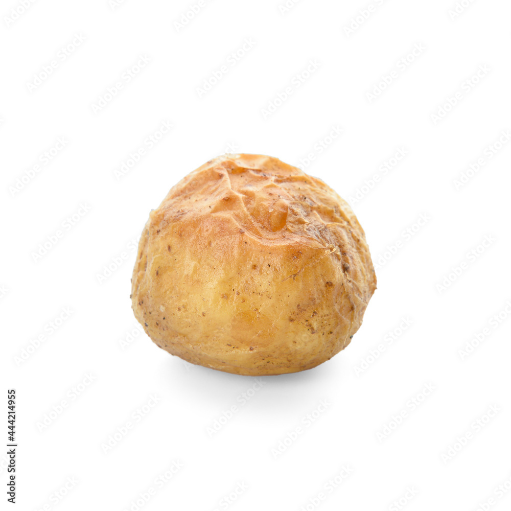 Tasty baked potato on white background