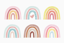 Watercolor Pastel Color Rainbows Collection