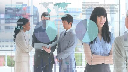 Poster - Animation of statistics and data processing over business meeting
