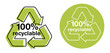 100 percents Recyclable stamp - biodegradable