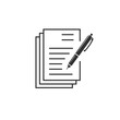 © PF-Images - Flat icon of paper and pen, symbol of notepad or notebook with some text.