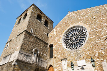 Wall Mural - External view of the facade of St. Giusto Church in Trieste. He's the patron saint of the city. Northern Italy, Friuli Region.