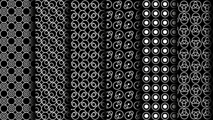 Poster - Set of Black and White Seamless Patterns. Trendy Ornaments. Rounded Collection. Vector illustration