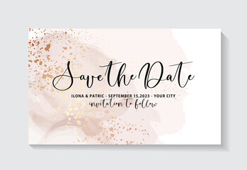 Poster -  Blush pink Watercolor background wedding card  , bride to be stationery beige gold texture Vector