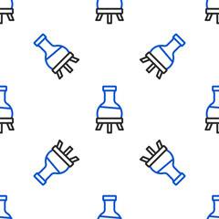 Line Test tube and flask chemical laboratory test icon isolated seamless pattern on white background. Laboratory glassware sign. Colorful outline concept. Vector