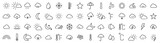 Fototapeta  - Weather icons. Weather forecast icon set. Clouds logo. Weather , clouds, sunny day, moon, snowflakes, wind, sun day. Vector illustration.