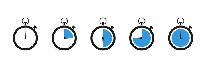 Set of timer . Countdown timer icon set . Stopwatch isolated collection icons with different time. Vector